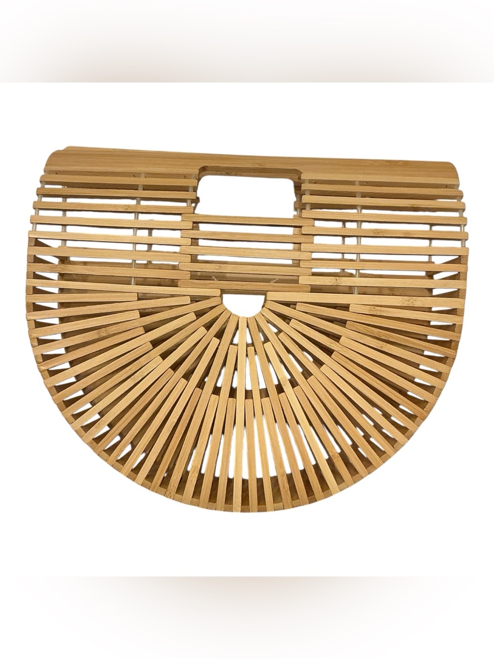 No Brand Natural Bamboo Ark Mini Half-Moon Handbag